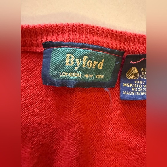 Vintage Byford V Neck Sweater Men XL Red Pullover Casual Jumper Travel Real Wool - Picture 8 of 16
